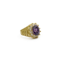 Oval Purple Gemstone Presidential Halo Ring (14K) side 2 - Popular Jewelry - New York