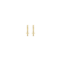 Passion Cross Drop Earrings yellow (14K) front - Popular Jewelry - New York