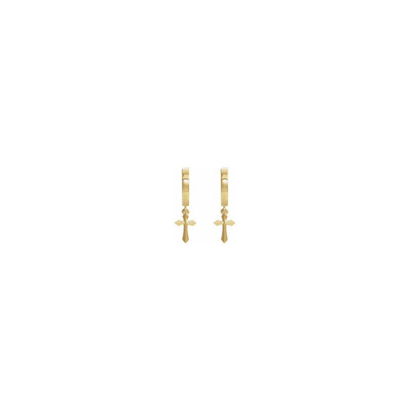 Passion Cross Drop Earrings yellow (14K) front - Popular Jewelry - New York