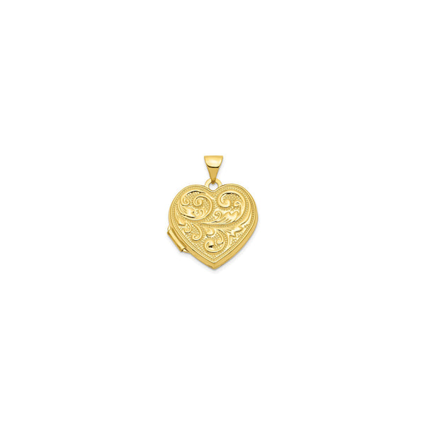 Scrolled Heart Locket Pendant (14K) front - Popular Jewelry - New York