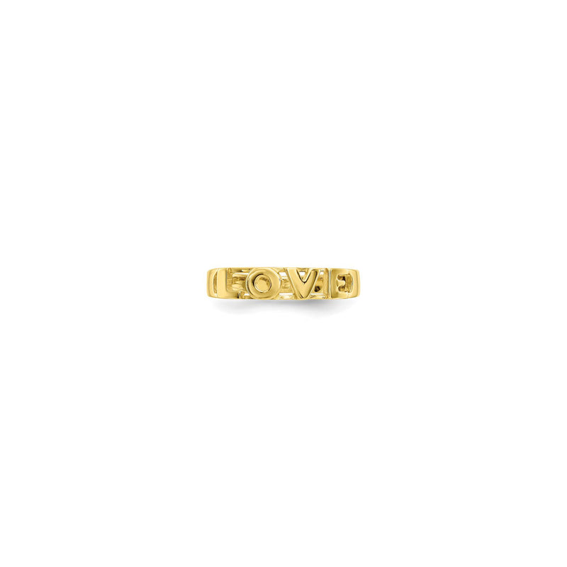 "Love" Block Font Ring (14K) front - Popular Jewelry - New York