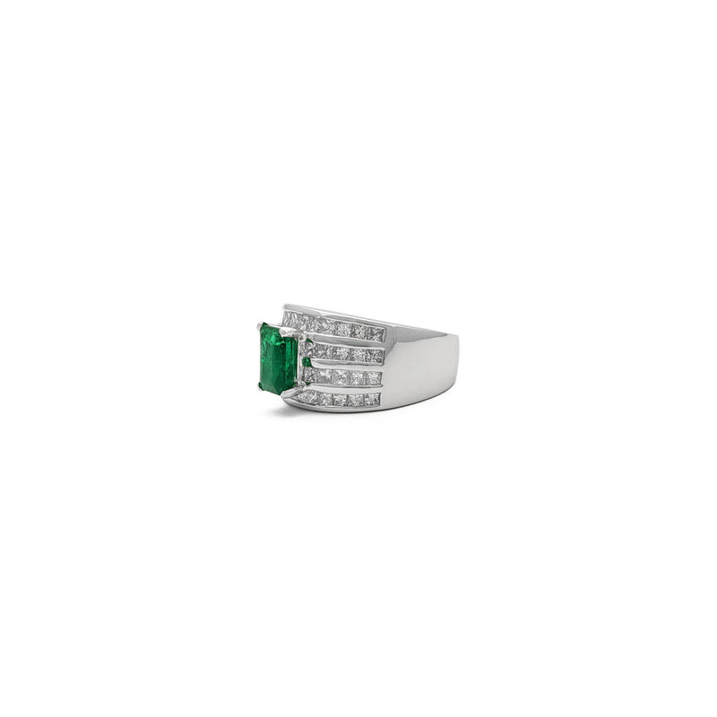 Channel-Set Diamond Accent Emerald Cocktail Ring (18K) side 1 - Popular Jewelry - New York