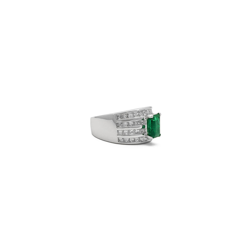 Channel-Set Diamond Accent Emerald Cocktail Ring (18K) side 2 - Popular Jewelry - New York