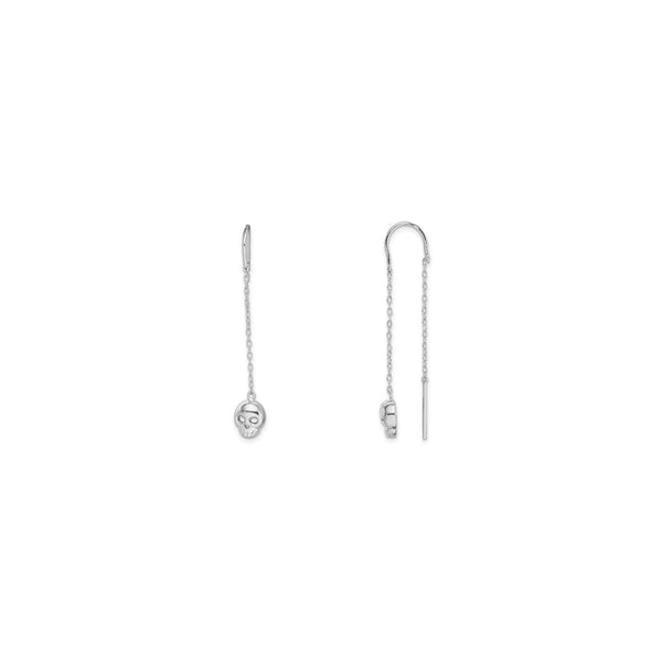 Skull Head Threader Earrings (Silver) main - Popular Jewelry - New York