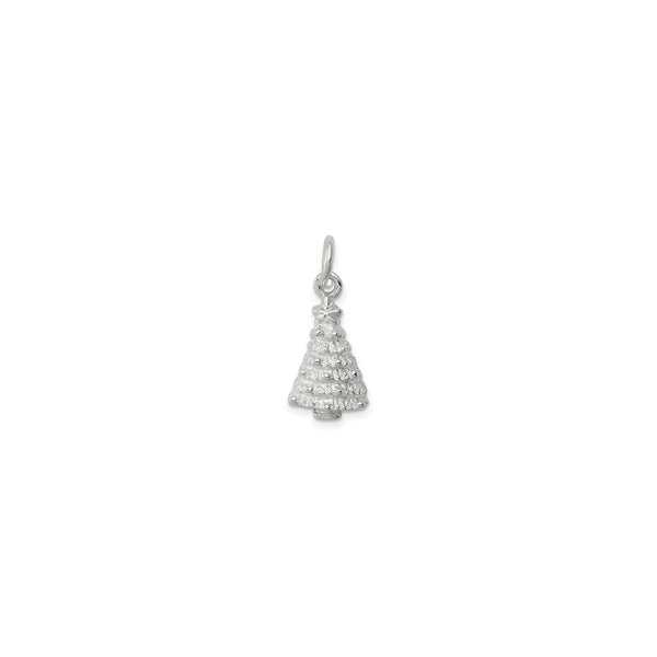 Textured Christmas Tree Pendant (Silver) front - Popular Jewelry - New York