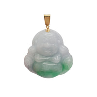 Jade Laughing Buddha Pendant (14K)