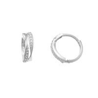 Zirconia Accent Twisted Huggie Earrings (14K)