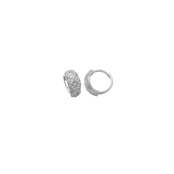 CZ Hassock Huggie Earrings (14K)