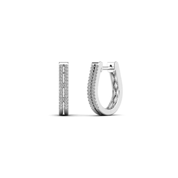 Diamond Two-Stripes U-Shape Huggie Earrings (14K)