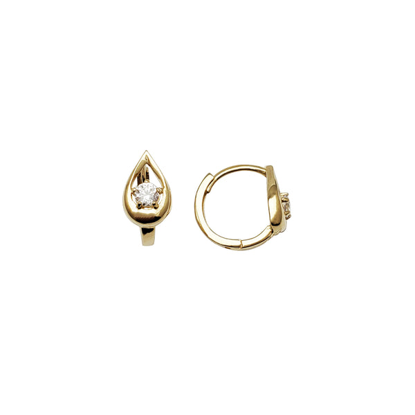 Water Drop CZ Huggie Earring (14K)