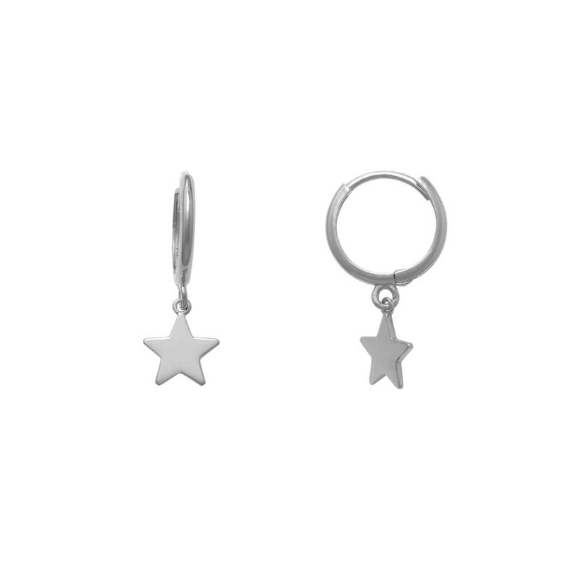 Star Hanging Huggie Earrings (14K)