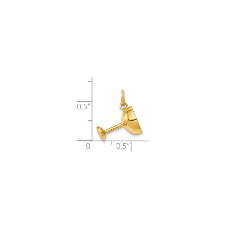 3-D Champagne Glass Charm (14K)