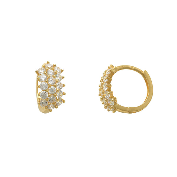 Zirconia Cluster Huggie Earrings (14K)