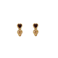 Garnet & Topaz Double-Heart Hanging Earrings (14K)