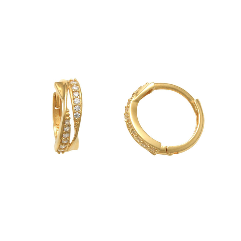 Zirconia Accent Twisted Huggie Earrings (14K)