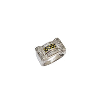 Princess Cut Yellow and Black Diamond Men's Ring (14K)