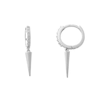 Zirconia Spike Hanging Huggie Earrings (14K)