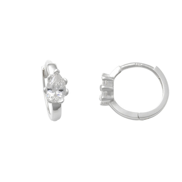 Zirconia Teardrop Huggie Earrings (14K) Popular Jewelry New York