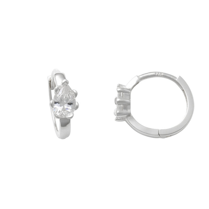 Zirconia Teardrop Huggie Earrings (14K) Popular Jewelry New York