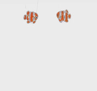 Enamel Clown Fish Stud Earrings (Silver)