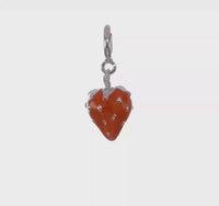 3-D Enameled Strawberry Charm Pendant (Silver)