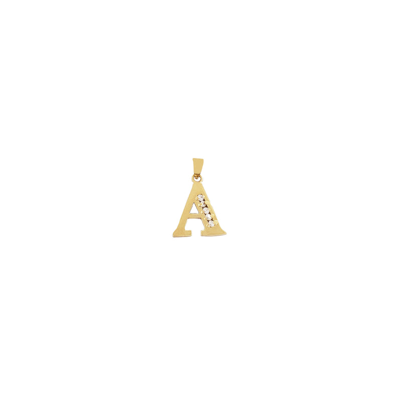 Yellow Gold Plain CZ Letter Pendant (14K)