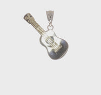 3-D Two-Tone Blue Topaz Guitar Pendant (14K)