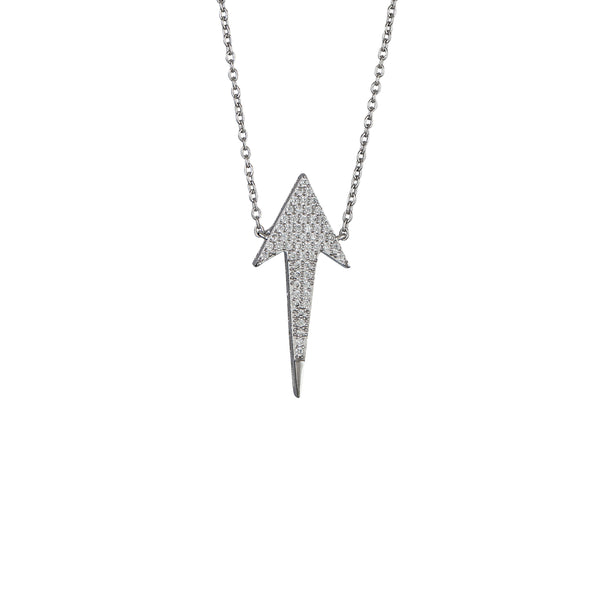 Iced-Out Arrow Necklace (Silver)