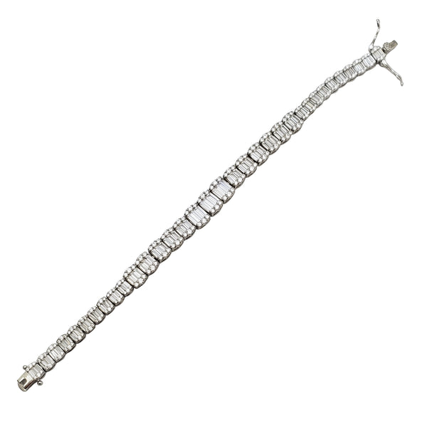 Iced Out Baguette Bracelet (Silver)