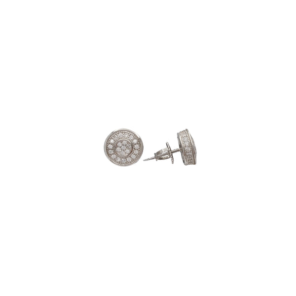 Zirconia Bezel Round Stud Earrings (14K)