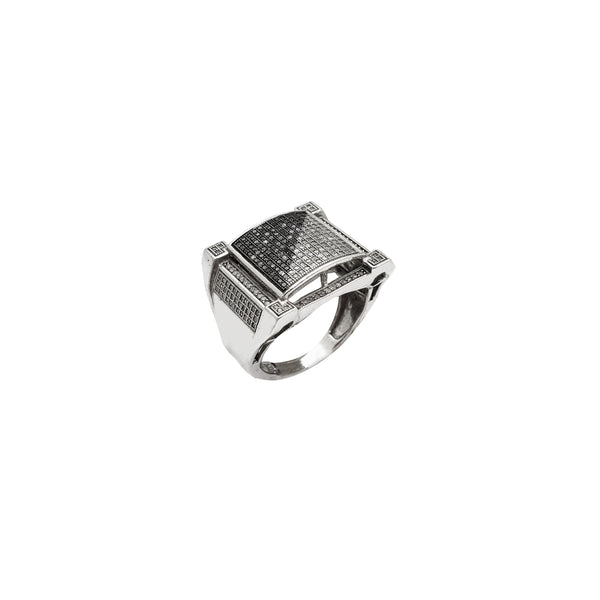 Black & White Diamond Square Ring (10K)