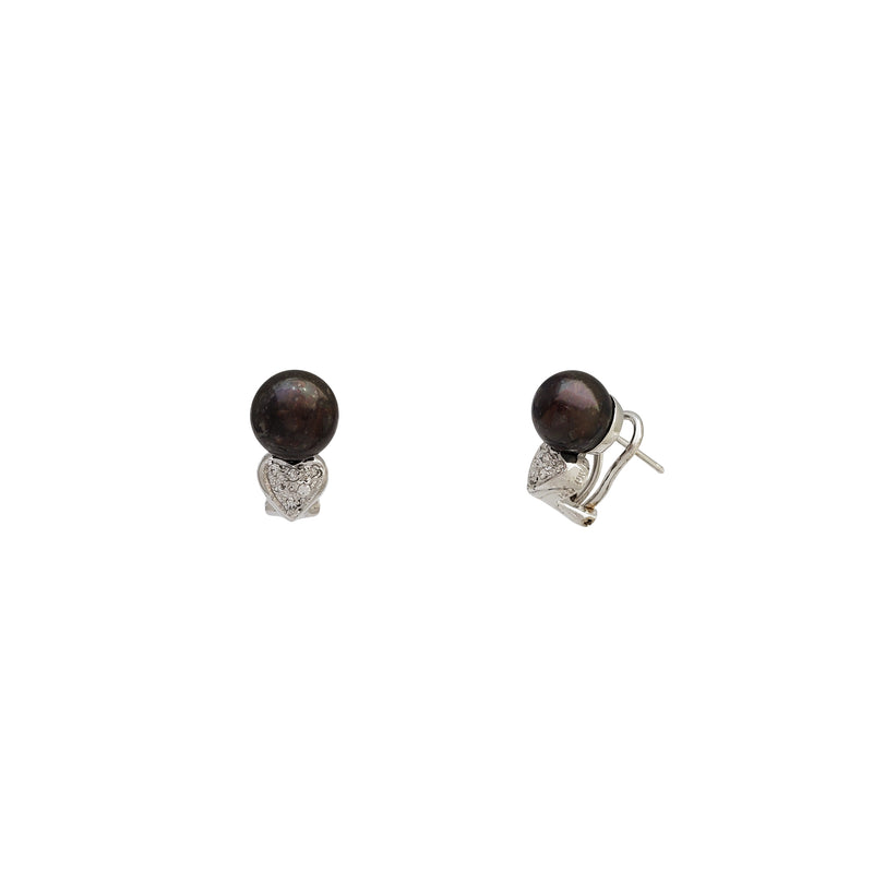 Diamond Heart with South Sea Pearl Earrings (18K)