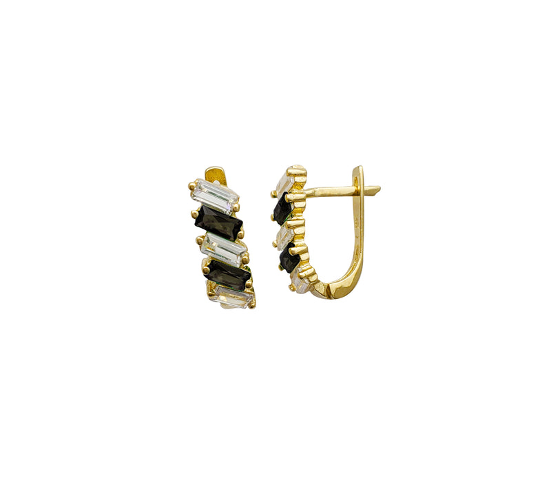 Baguette CZ Huggie Earrings (14K)