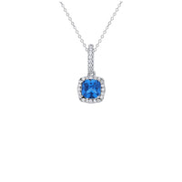 Blue Cushion Necklace (Silver)