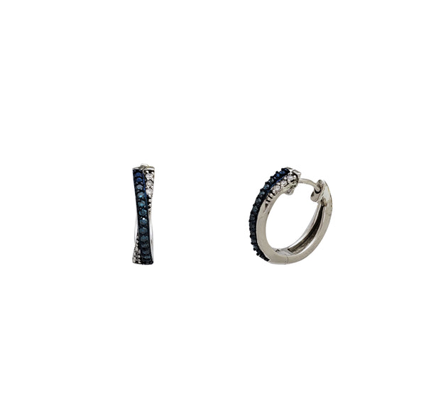 Blue Diamond Intercept Huggie Earrings (10K)