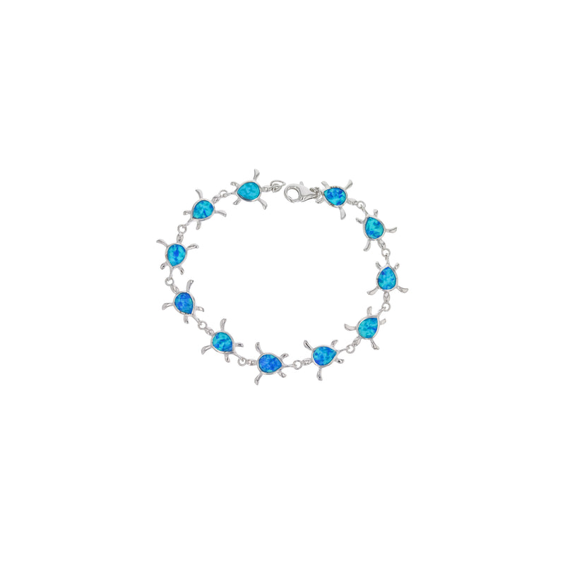 Blue Opal Turtle Bracelet (Silver)