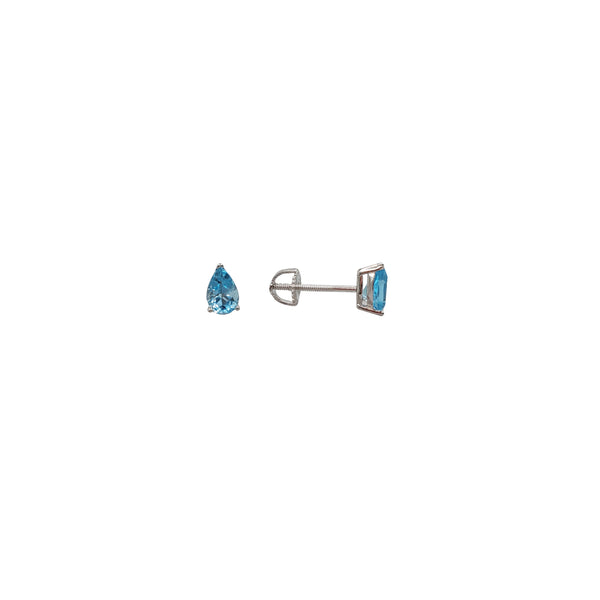 Blue Topaz Oval Stud Earrings (Silver)