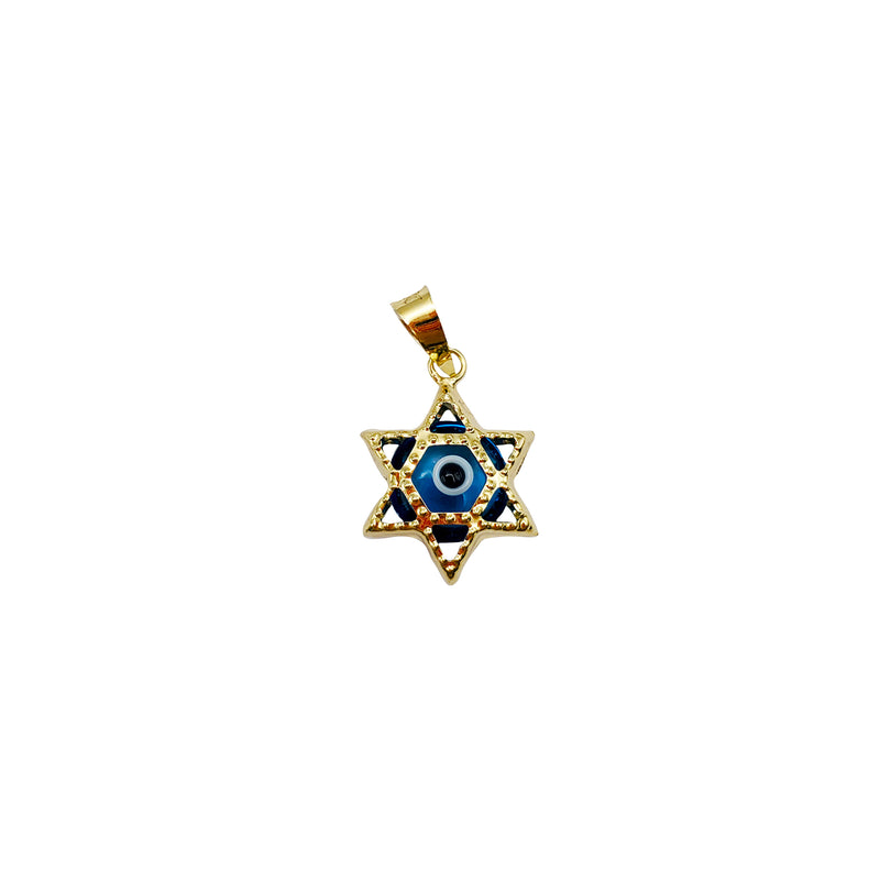 Blue Star Evil Eye Pendant (14K)