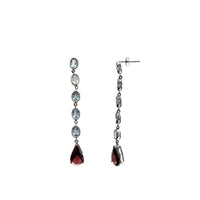 Blue Topaz & Garnet Drop Earrings (14K)