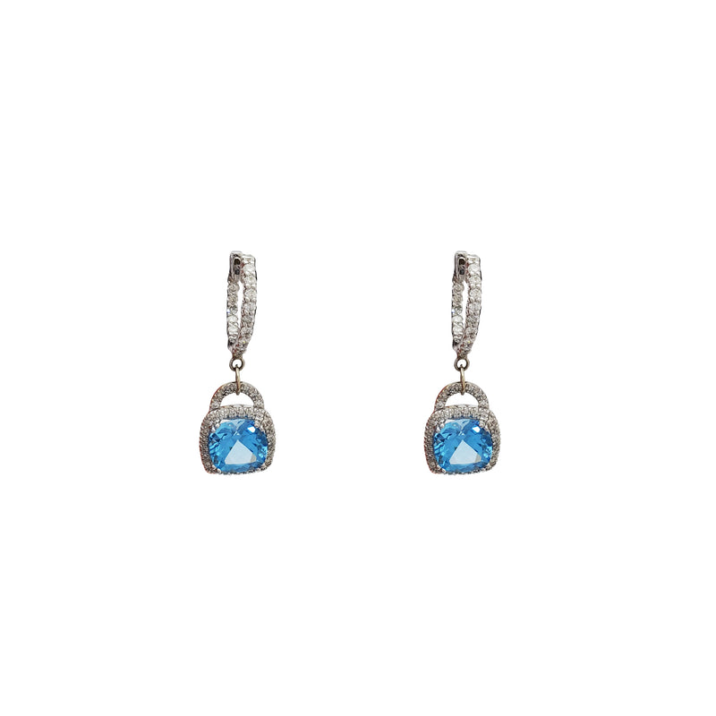 Diamond and Blue Topaz Huggies Earring (14K)