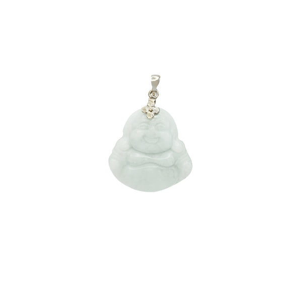 Jade Laughing Buddha Pendant (14K)