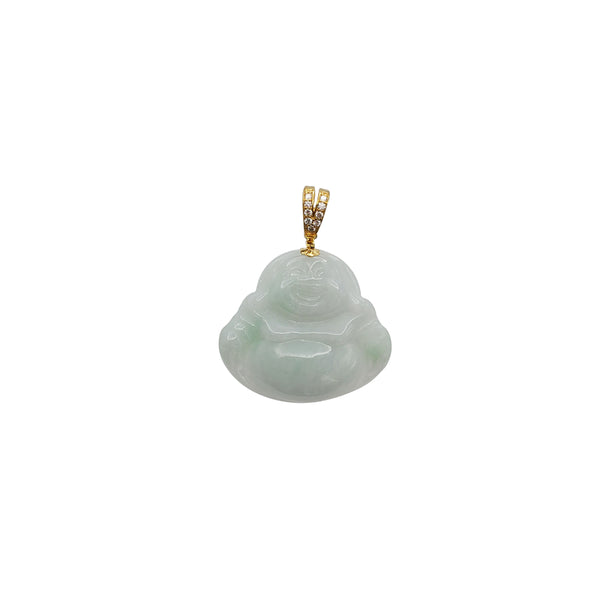 Diamond Jade Buddha Pendant (14K)