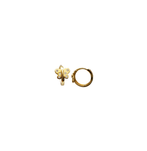 Yellow Gold CZ Butterfly Huggie Earring (14K)