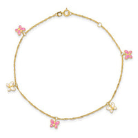 Enameled Butterfly Anklet Bracelet (14K)