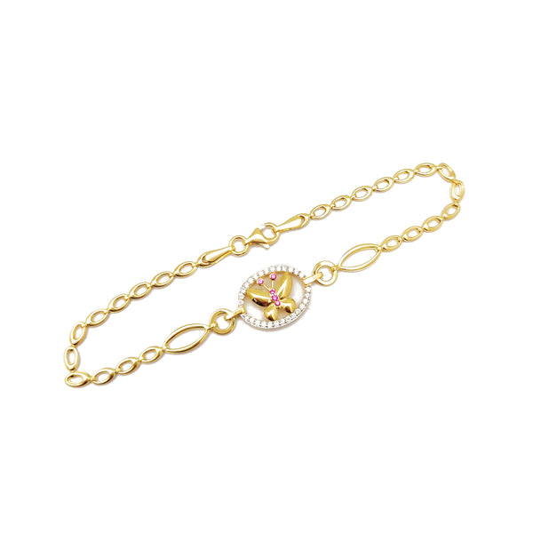 Butterfly Oval Cable Bracelet (14K)