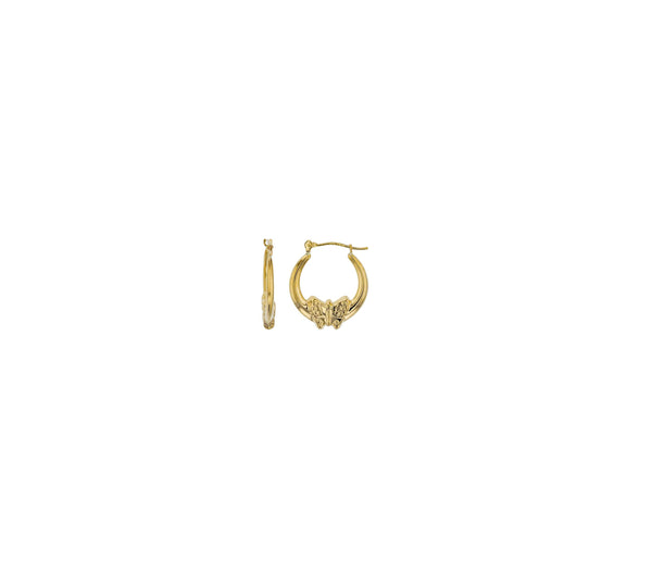 Butterfly Hoop Earrings (14K)