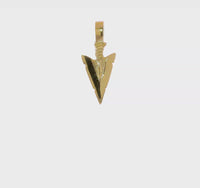 3-D Glossy Textured Arrowhead Pendant (14K)