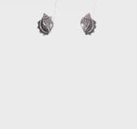 Antique-Finish Seashell Stud Earrings (Silver)