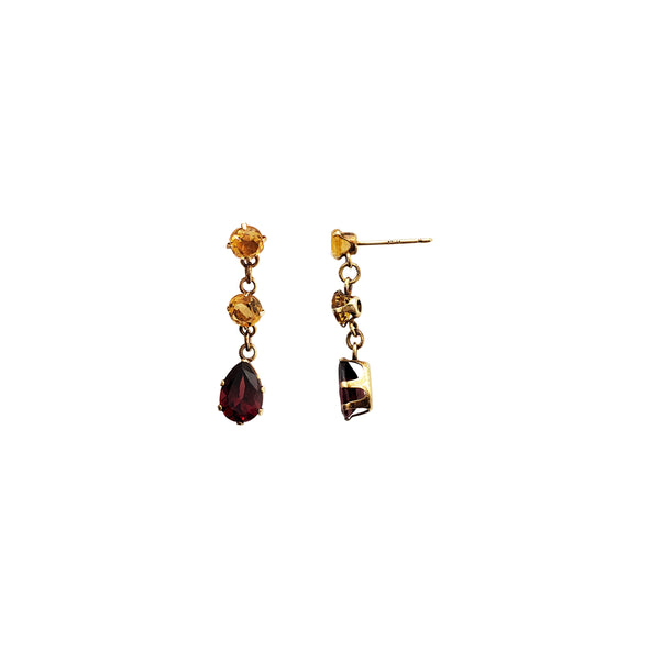 Citrine & Garnet Drop Earring (14K)