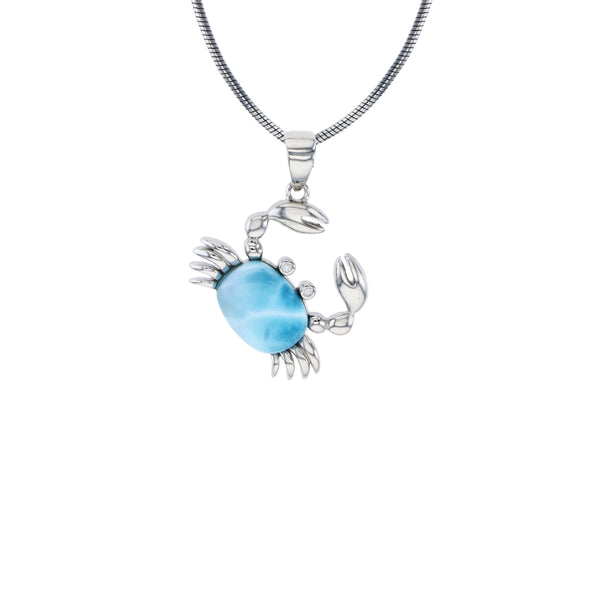 Larimar Crab Snake Necklace (Silver)